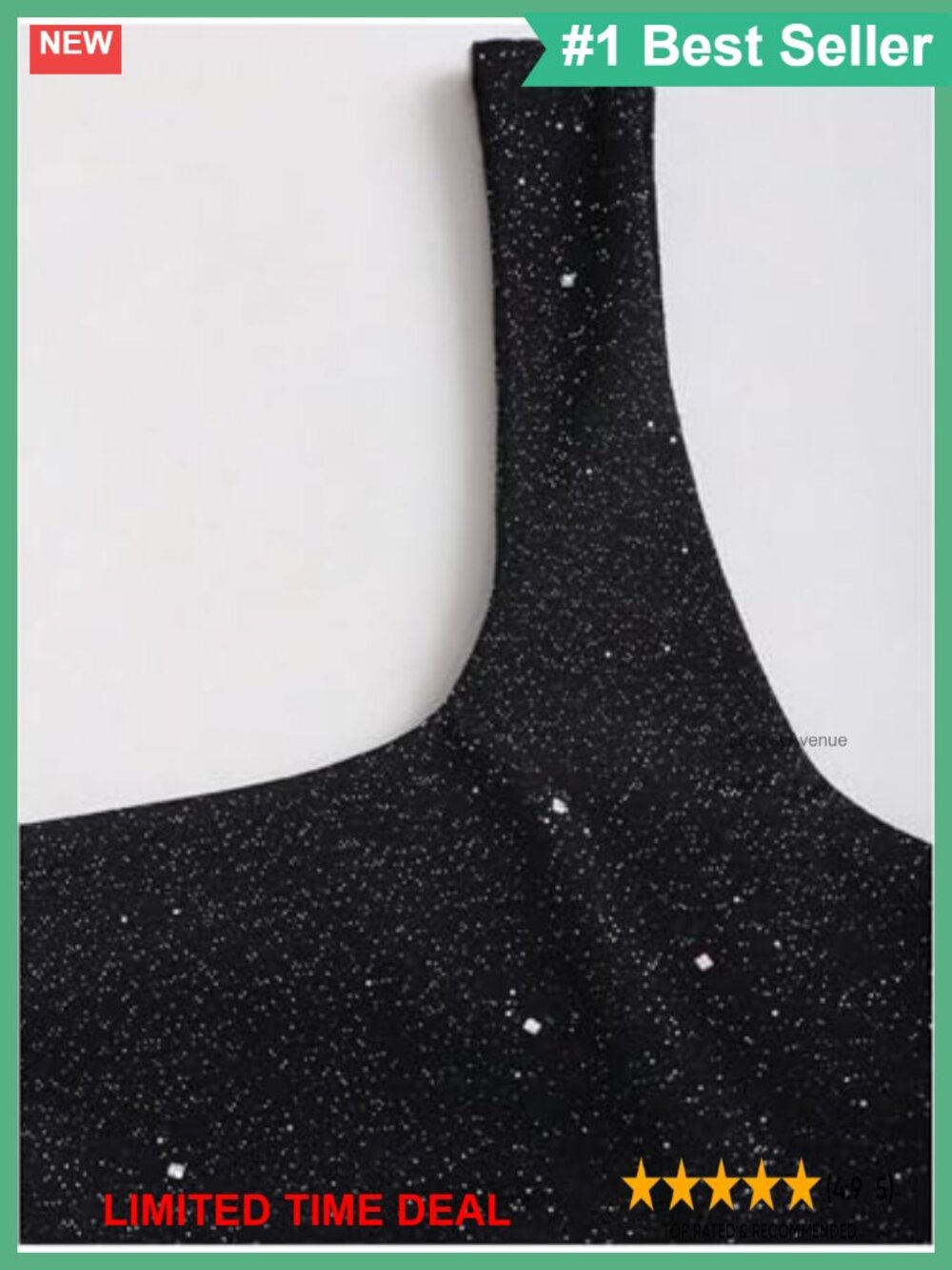 Sparkly Rhinestone Square Neck Ruched Ruffle Mini Tank Dress - Picture 3 of 4